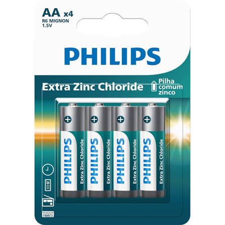PILHA ZINCO COMUM (PEQUENA) PHILIPS AA PCT C/4