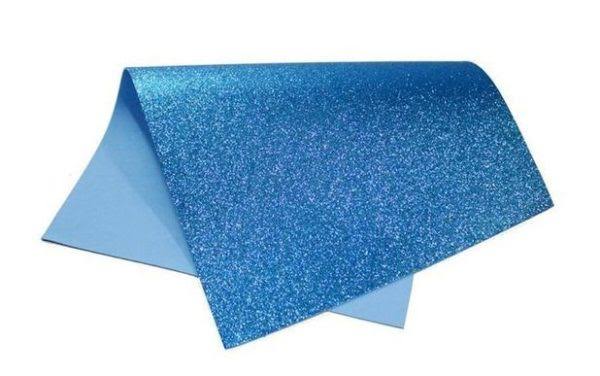 PLACA EVA/GLITER 40X60CM AZUL CLARO EVABRAS