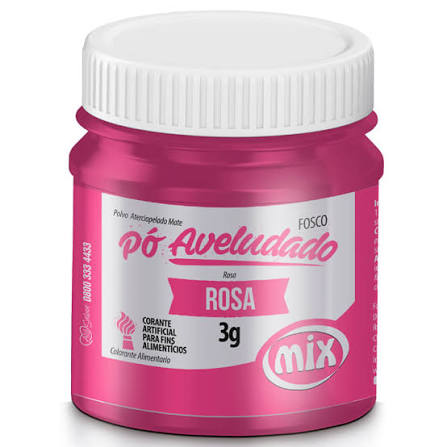 PÓ CORANTE ARTIFICIAL PARA FINS ALIMENTÍCIOS ROSA PÓ FOSCO AVELUDADO 3G MIX