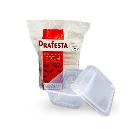POTE C/LACRE RETANGULAR PP 350ML C/TAMPA PRAFESTA (FREEZER/MICRO) KIT