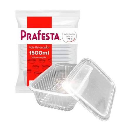 POTE RETANGULAR PP 1500 ML C/TAMPA PRAFESTA (FREEZER/MICRO) KIT