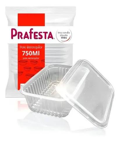 POTE RETANGULAR PP 750ML C/TAMPA PRAFESTA (FREEZER/MICRO) KIT