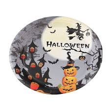 PRATO PAPEL HALLOWEEN NOITE 18CM SILVER FESTAS