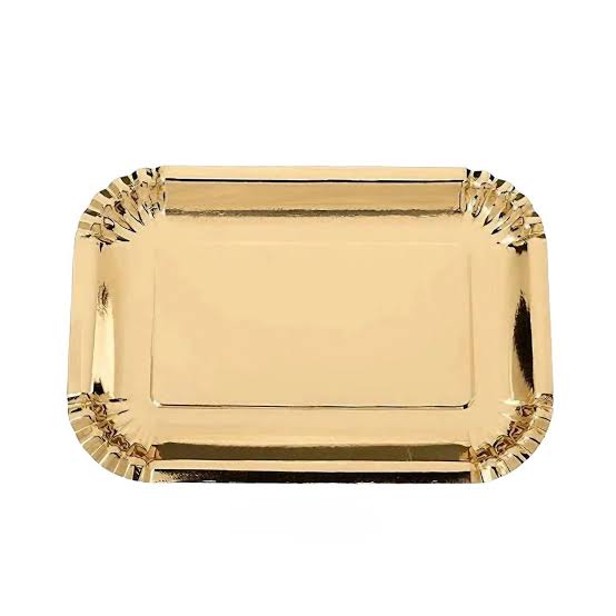 PRATO PAPEL RETANGULAR DOURADO SILVER PLASTIC