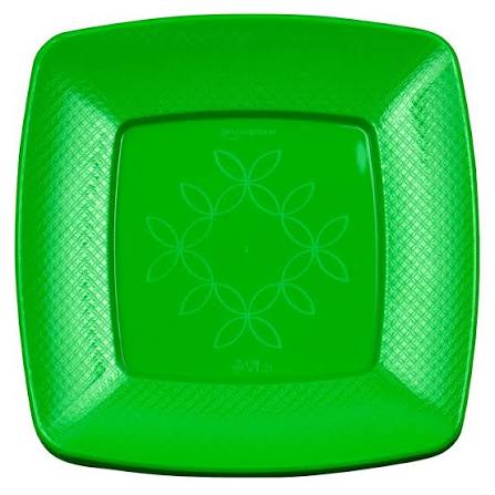 PRATO QUADRADO 21CM VERDE NEON STRAWPLAST 583