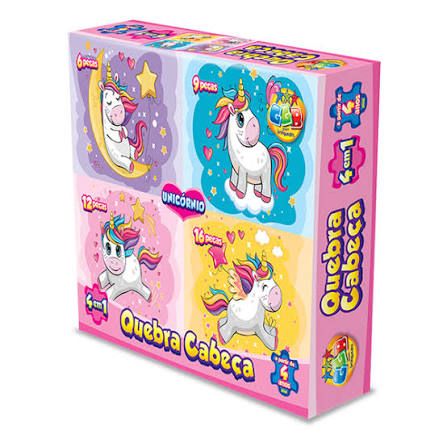 QUEBRA-CABECA 4 EM 1 - UNICORNIO - 6, 9, 12 E 16 PCS