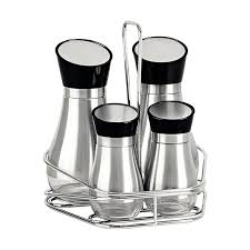 RECIPIENTES DE VIDRO PARA TEMPEROS COM SUPORTE EM INOX COM 2 PECAS AMIGOLD
