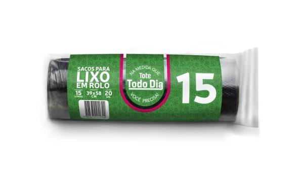 SACO LIXO ROLO PRETO 15LT TODO DIA C/20 UND TOTE