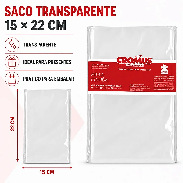 SACO TRANSP CROMUS 15X22 PT C/50 UN