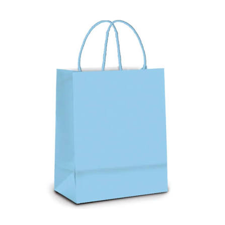 SACOLA DE PAPEL AZUL CLARO 26 X 21 X 9 VINCO