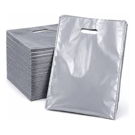 SACOLA PLASTICA (BOCA DE PALHAÇO) 20CM X 30CM PRATA ABAPLAST