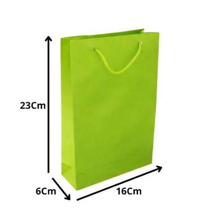 SACOLA SURPRESA COR: LISO VERDE LIMAO 23X6X16 TEMA FESTAS