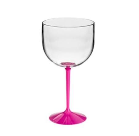 TACA GIN 500ML BICOLOR CRISTAL PE ROSA NEON