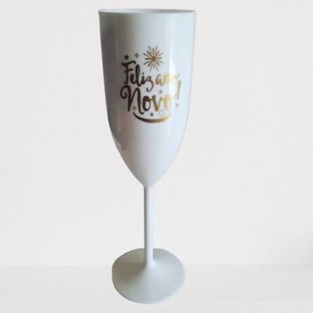TACA PRIME CHAMPAGNE 180ML BRANCO FELIZ ANO NOVO COD 37 MAZEL