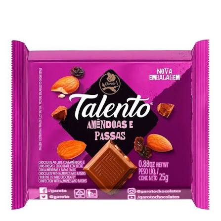 TALENTO 25G AMENDOA E PASSAS GAROTO