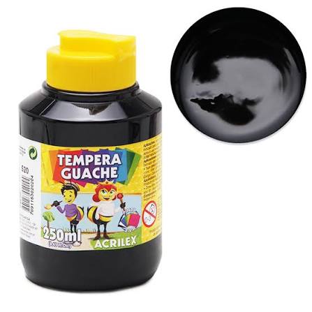 TINTA GUACHE PRETA 250ML ACRILEX