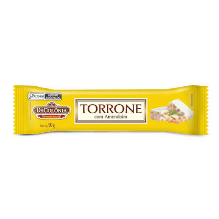 TORRONE BARRA COM AMENDOIM 90GR DACOLONIA