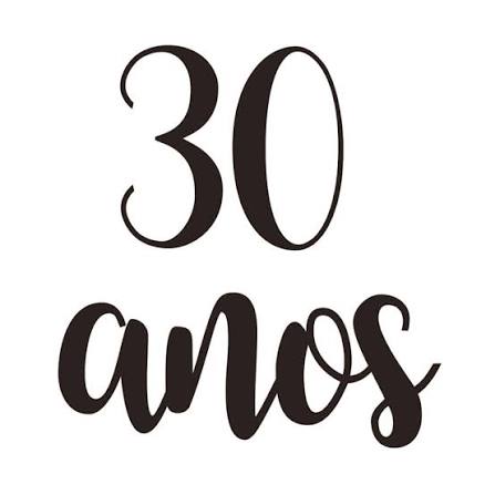 TRANSFER P/ BALAO LETTERING TRINTA ANOS PRETO M