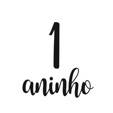 TRANSFER P/ BALAO LETTERING UM ANO PRETO M