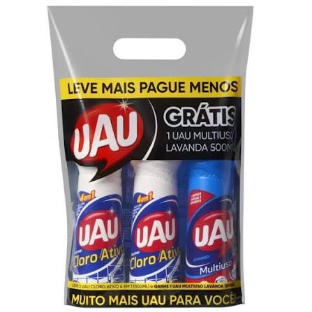 UAU KIT 2 CLORO ATIV + 1 MULTIUSO 500ML