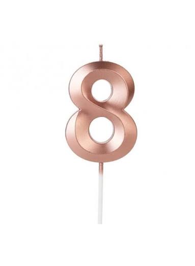 VELA MINI DESIGN ROSE GOLD NUMERO 8 SILVER FESTAS