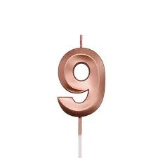VELA MINI DESIGN ROSE GOLD NUMERO 9 SILVER FESTAS