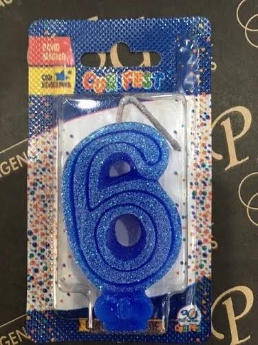 VELA SUPER NUMERO SIMPLES AZUL Nº 6 CURIFEST