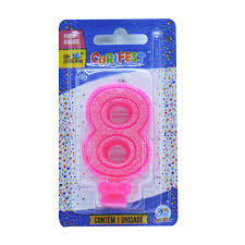 VELA SUPER NUMERO SIMPLES ROSA Nº 8 CURIFEST
