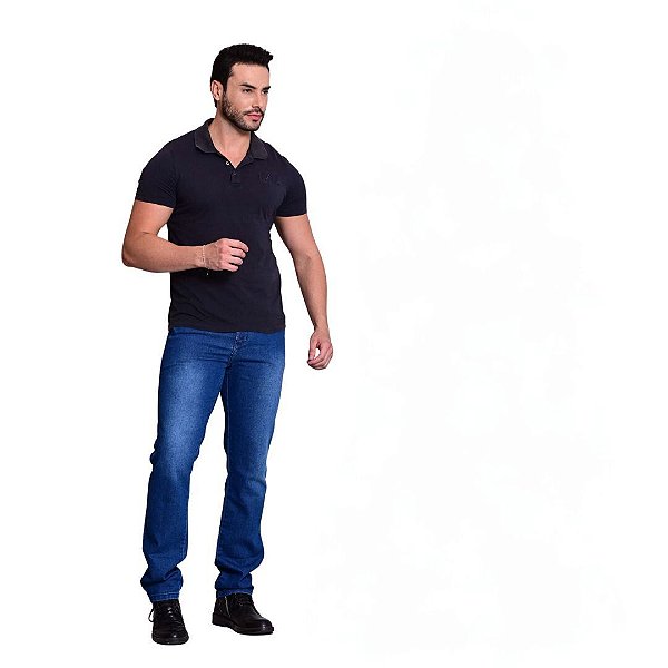 Calça Jeans Estilo Único Com Elastano Masculina 8012 Azul