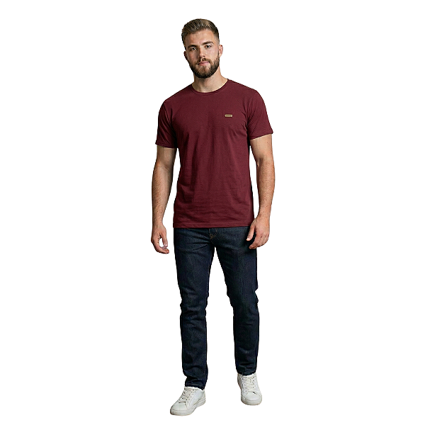 Camiseta Ogochi Casual Slim Masculina Masculina Vinho