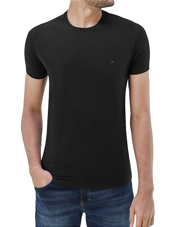 Camiseta Ogochi Essencial Slim Masculina Casual Preta