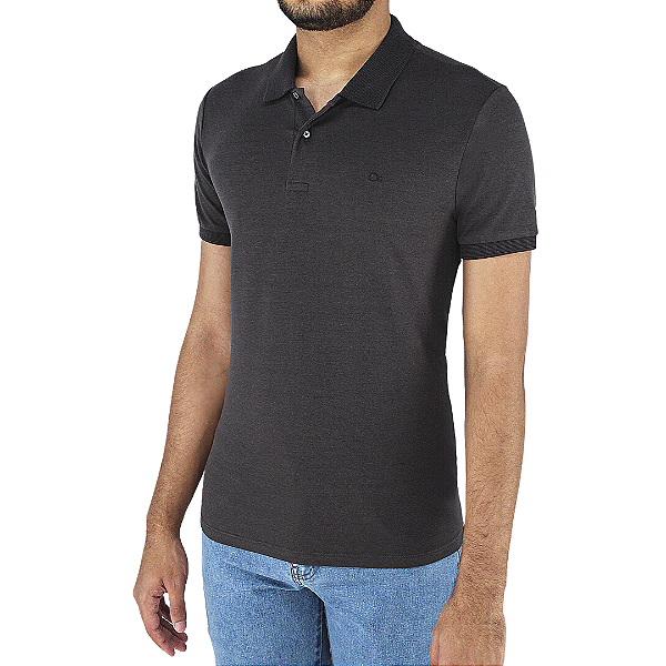 Camiseta Ogochi Gola Polo Casual Slim Masculina - Cinza