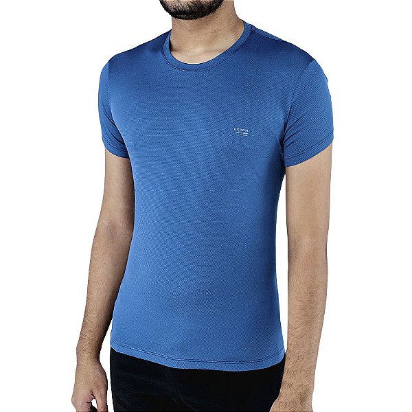 Camiseta Ogochi Sport Slim Masculina Azul Gola Redonda
