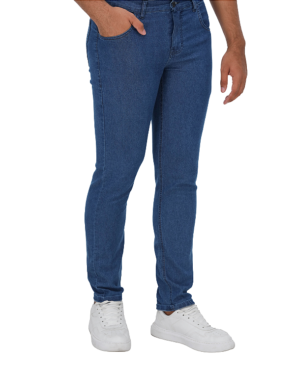 Calça Jeans Ogochi Slim Básica Azul Masculina