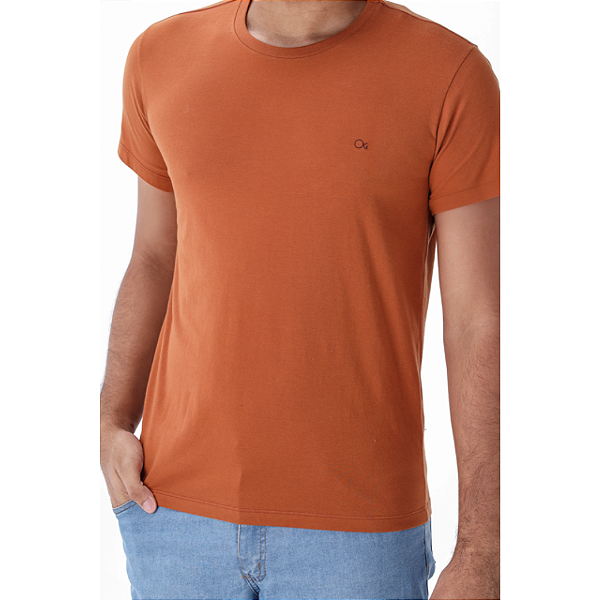 Camiseta Ogochi Essencial Slim Masculino Marrom Algodão