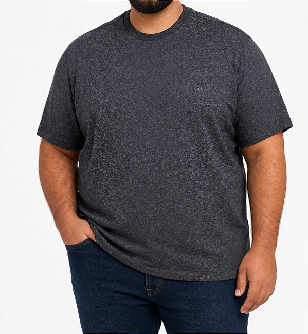 Camiseta Ogochi Plus Size Casual Masculina Mescla Azul
