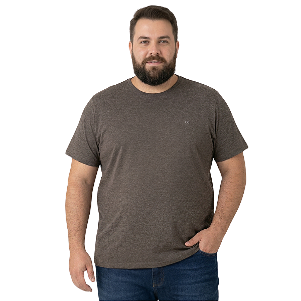 Camiseta Ogochi Plus Size Casual Masculina Mescla Giz