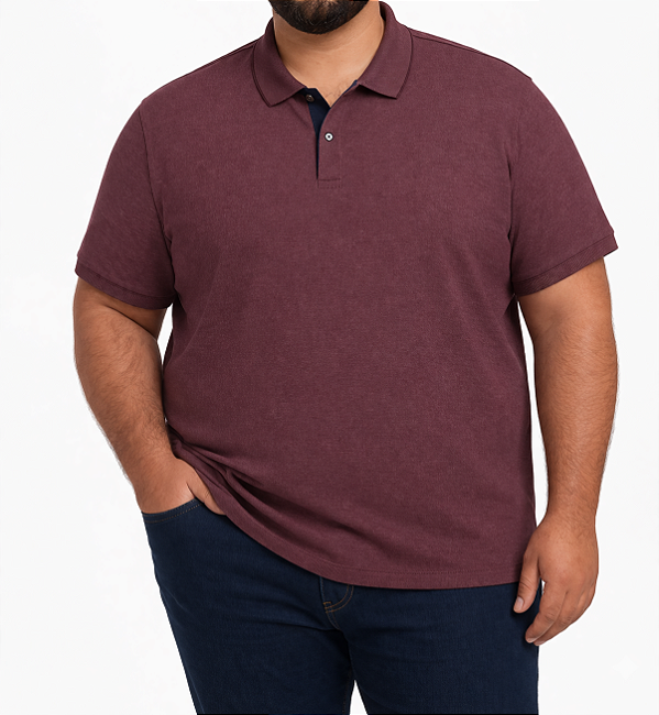 Gola Polo Ogochi Plus Size Casual Masculina Piquet Lilás