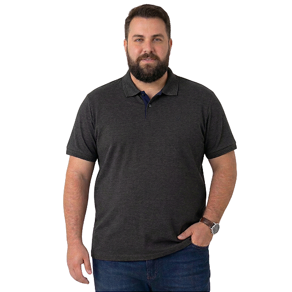 Gola Polo Ogochi Plus Size Casual Masculina Piquet Preto