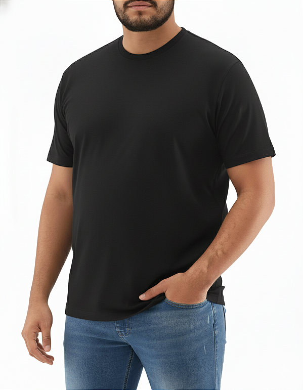 Camiseta Ogochi Plus Size Casual Masculina Preto Manga Curta