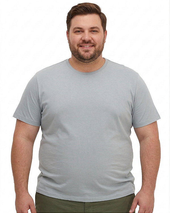 Camiseta Ogochi Plus Size Casual Masculina Azul Manga Curta