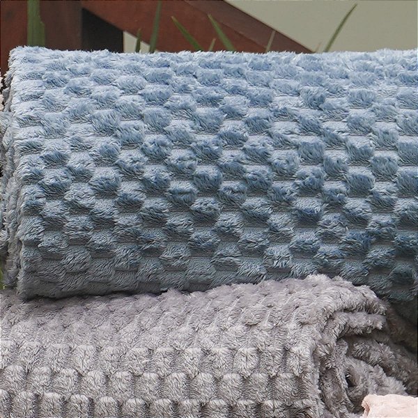 Manta Cobertor Flannel Brushed Casal 1,80m x 2,30m Azul