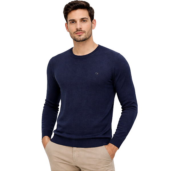 Suéter Tricot Ogochi Essencial Slim Masculino Azul