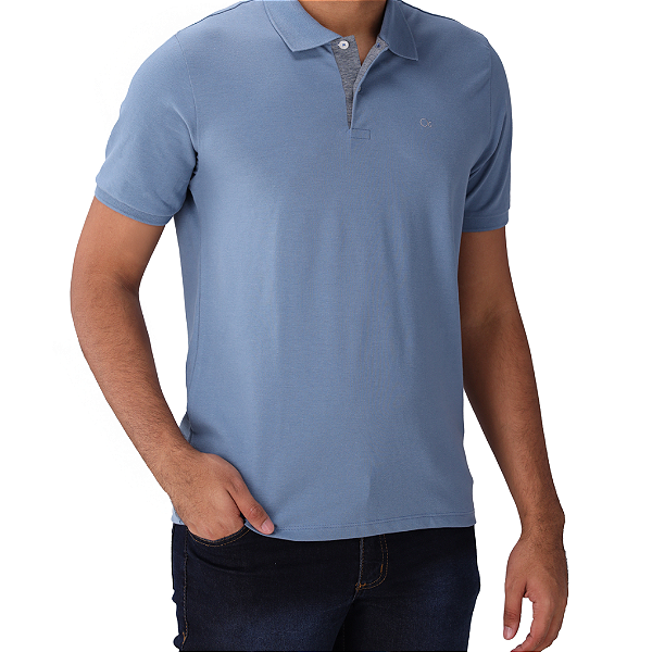 Camisa Gola Polo Ogochi Essencial Slim Masculino Azul