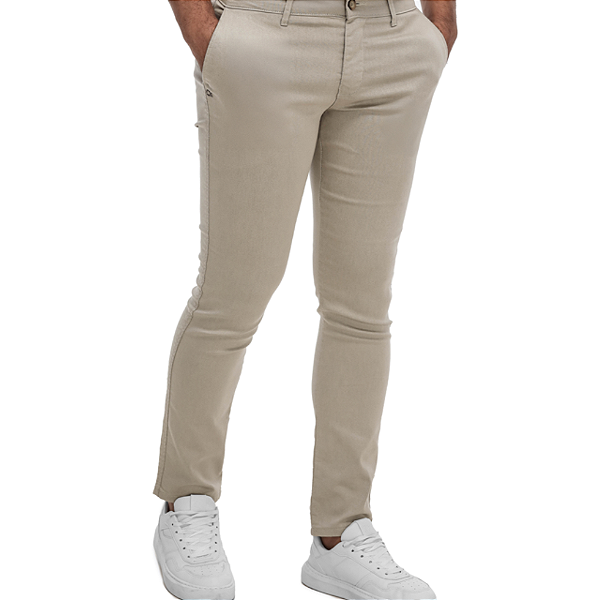 Calças Jeans Ogochi Bolso Faca Slim Masculino Areia