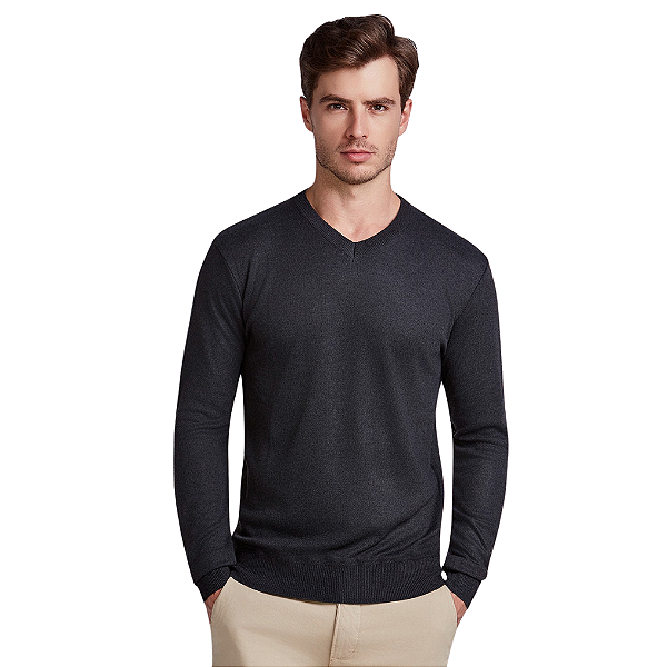 Suéter Masculino Gola V Preto Mescla John Sailor