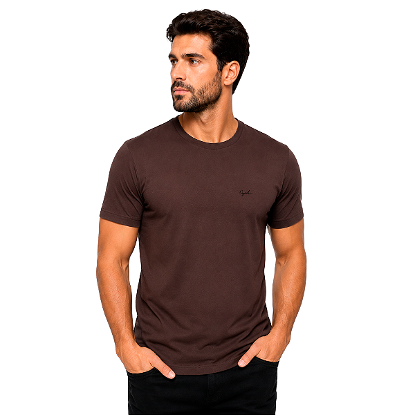 Camiseta Ogochi Essencial Slim Masculina Marrom Café Escuro