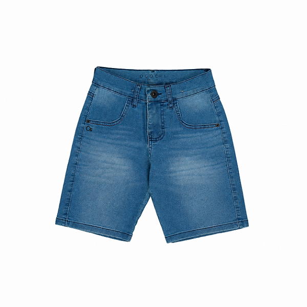 Bermuda Jeans Ogochi Infantil Azul Tradicional com Elastano