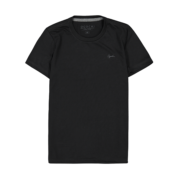 Camiseta Ogochi Infantil Juvenil Essencial Slim Lisa Preta