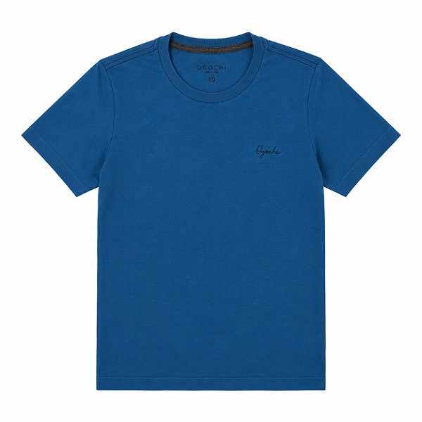Camiseta Ogochi Infantil Juvenil Essencial Slim Lisa Azul